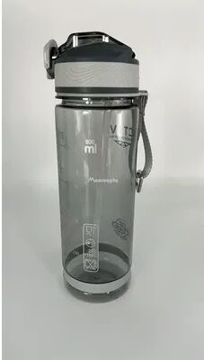 Friendly Fresh Finds Sports Water Bottle With Straw BPA Free Transparent Plastic Drinkware For Camping, Hiking, And Outdoor Activities gray