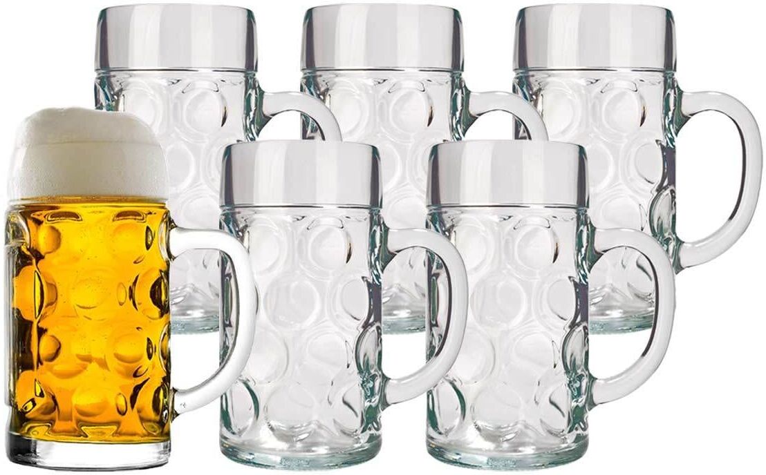 Bierkrug STÖLZLE "Bierkrüge Isar 500 ml 6er Set transparent", bunt (transparent), Glas, Trinkgefäße, Bierkrug