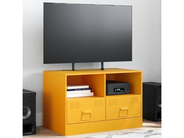 HEFZGDB TV-Schrank Senfgelb 67x39x44 cm Stahl mit praktischem Stauraum und pflegeleichter Oberfläche für Wohnzimmer