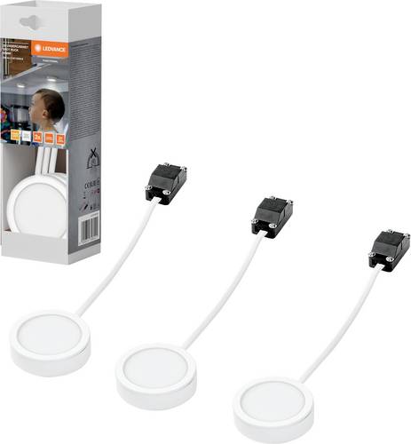 LEDVANCE Undercabinet Spot Puck 65mm 3 x 3W 830 White LED-Unterbauleuchte 3.00W Warmweiß Weiß