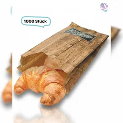 Blanc HYGIENIC Bäckerfaltenbeutel aus Papier in Holzoptik – recyclebar, 1.000 Stück: Größe - 160X60X360MM