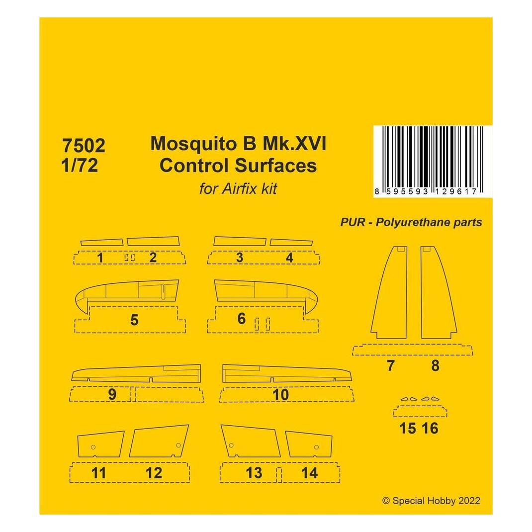 CMK Mosquito B Mk.XVI Control Surfaces / for 1/72 Airfix kit (129-7502)