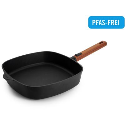 Bratpfanne WOLL "MADE IN GERMANY - Eco Logic QXR Guss-Pfanne viereckig", schwarz, B:28cm H:6,5cm L:28cm, Pfannen, Bratpfanne, Diamond-QXR - Beschichtung