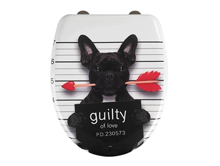 WENKO Abattant WC avec frein de chute\, abattant WC original\, \ Guilty Dog\ \, fixation inox\, duroplast antibactérien