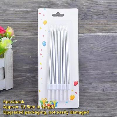 Uplift Treasures 6 Piece Birthday Cake Candle Set For Cakes And Cupcakes silver
