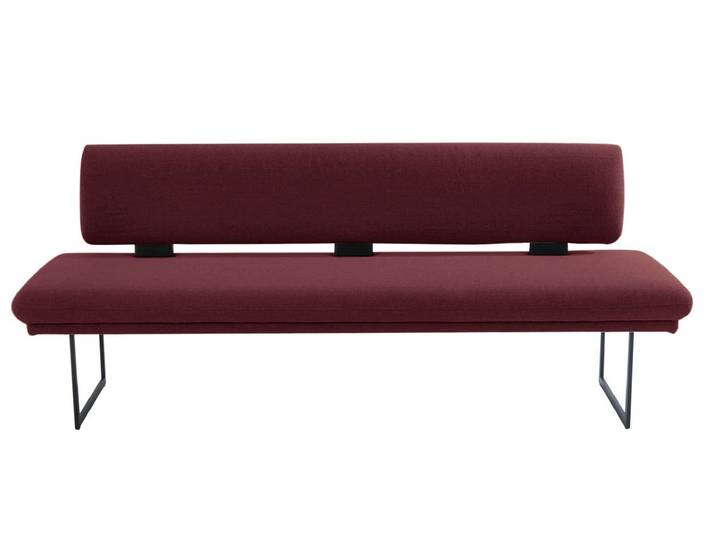 Polsterbank, 224x71 cm, Flachgewebe, Bordeaux, Metallkufen, Maritim, K+W-Polstermöbel