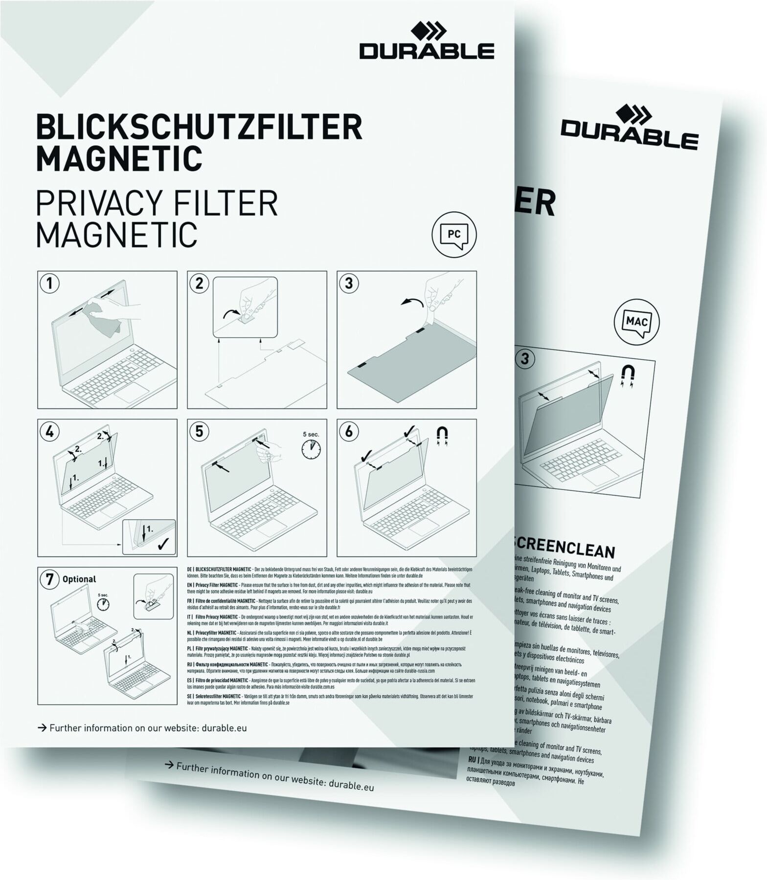 DURABLE Blickschutzfilter MAGNETIC 14,0" anthrazit/grau (514457)