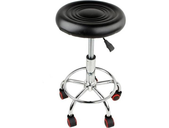 Tabouret à Roulettes - PU - Noir - Réglable en hauteur - Intérieur
