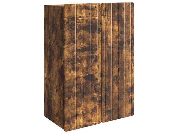 HKLGBVCR Wandschrank, rauchfarbene Eiche, 66 x 34,5 x 92 cm, Holz Wandschrank für Wohnzimmer, 90° drehbare Türen, Regalbretter, Vintage-Stil, einfache Pflege
