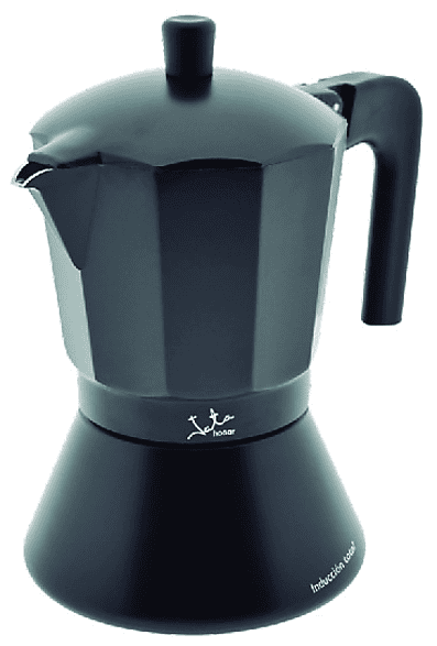 Cafetera tradicional - Jata Hogar CFI9, 9 tazas, Asa sólida, Apta inducción, Negro