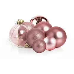 WellHome - Packung mit 100 rosa Weihnachtskugeln in einer Tube