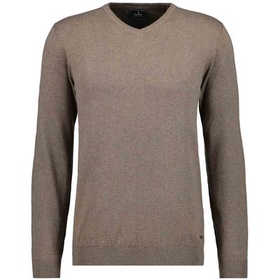 V-Ausschnitt-Pullover RAGMAN, Herren, Gr. 58, braun (camel), Strick, 95% Baumwolle, 5% Kaschmir, V-Ausschnitt, Pullover