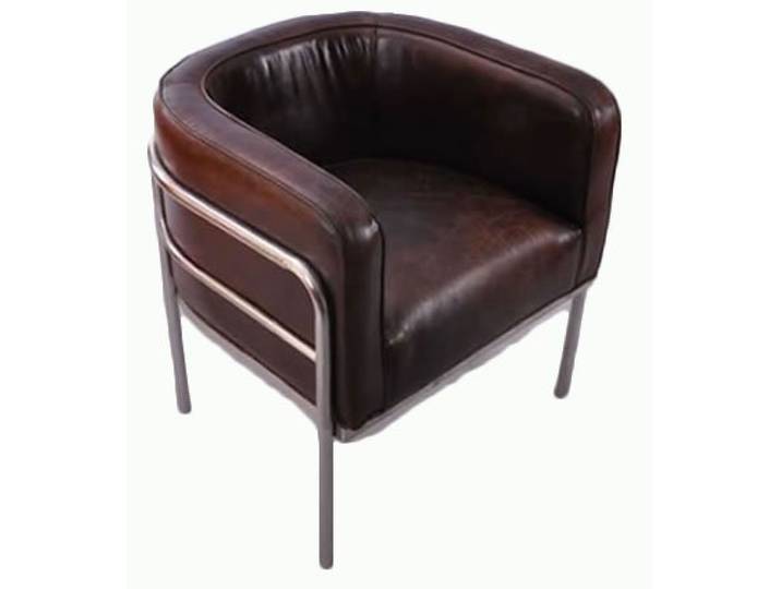 Designsessel Chicago Vintage-Leder Chrom Echtleder Sessel Vintage Cigar Dunkelbraun