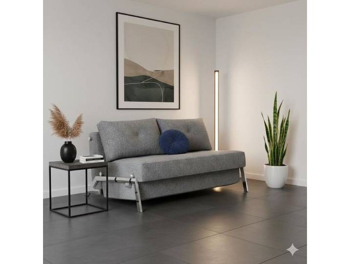 Schlafsofa Dowing Webstoff mit Stauraum Kunstfaser 79x145x103cm Hellgrau klappbar modern