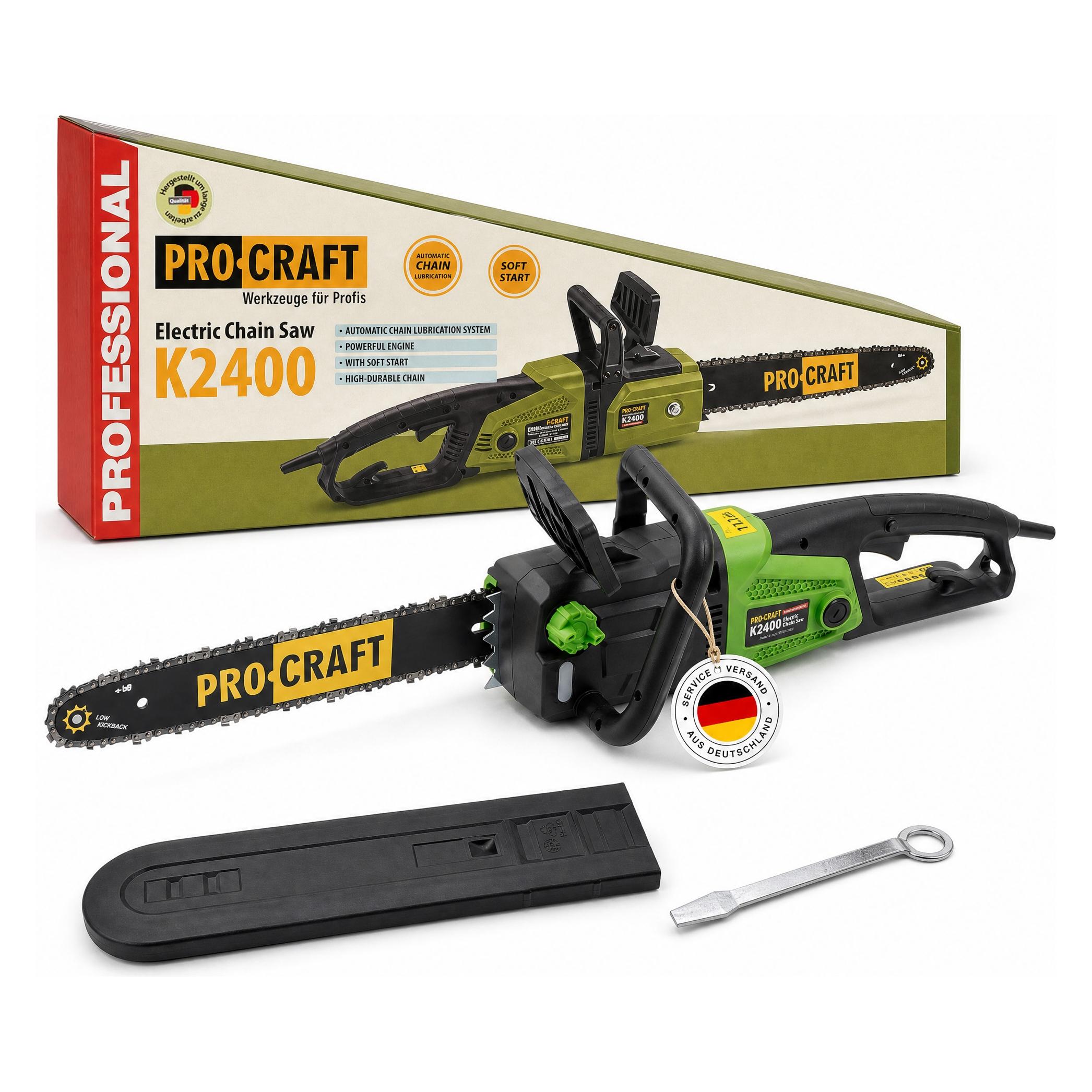 Procraft K2400 Kettensäge 2000 Watt 405 mm Schnittlänge (Elektro Kettensäge) (K2400)