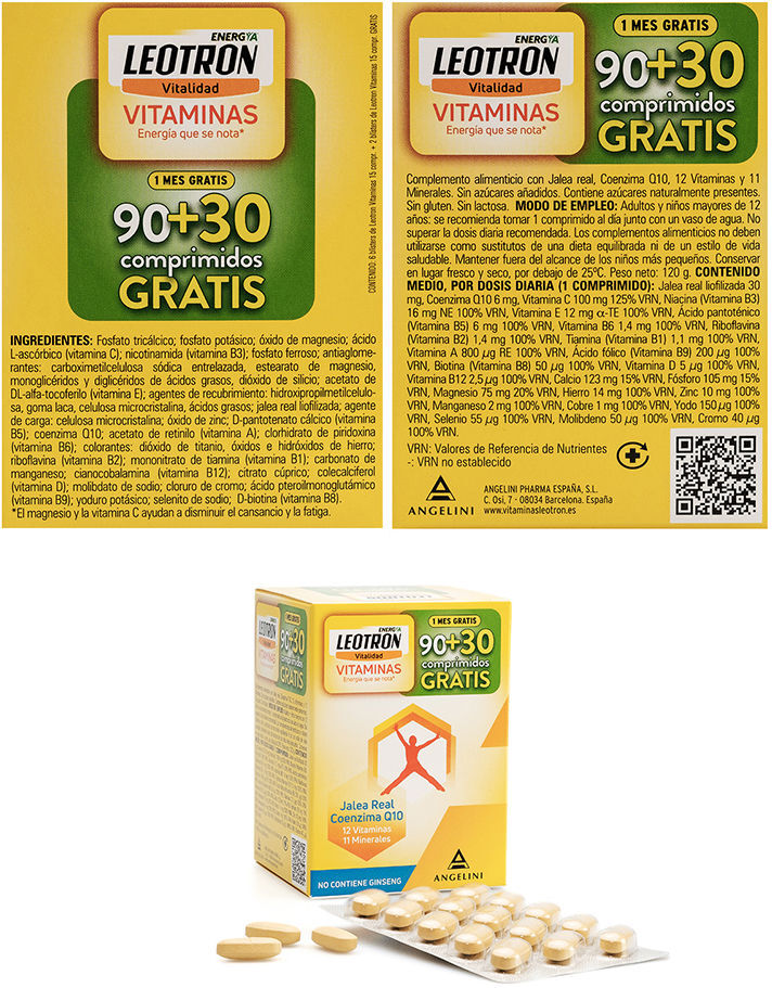 Leotron Vitamines comprimés 90 + 30 en cadeau 120 u