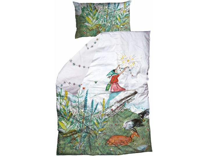 Bettwäschegarnitur Flurina multicolor Baumwolle 160 x 210 65 x 100 cm - Bettwäschegarnitur