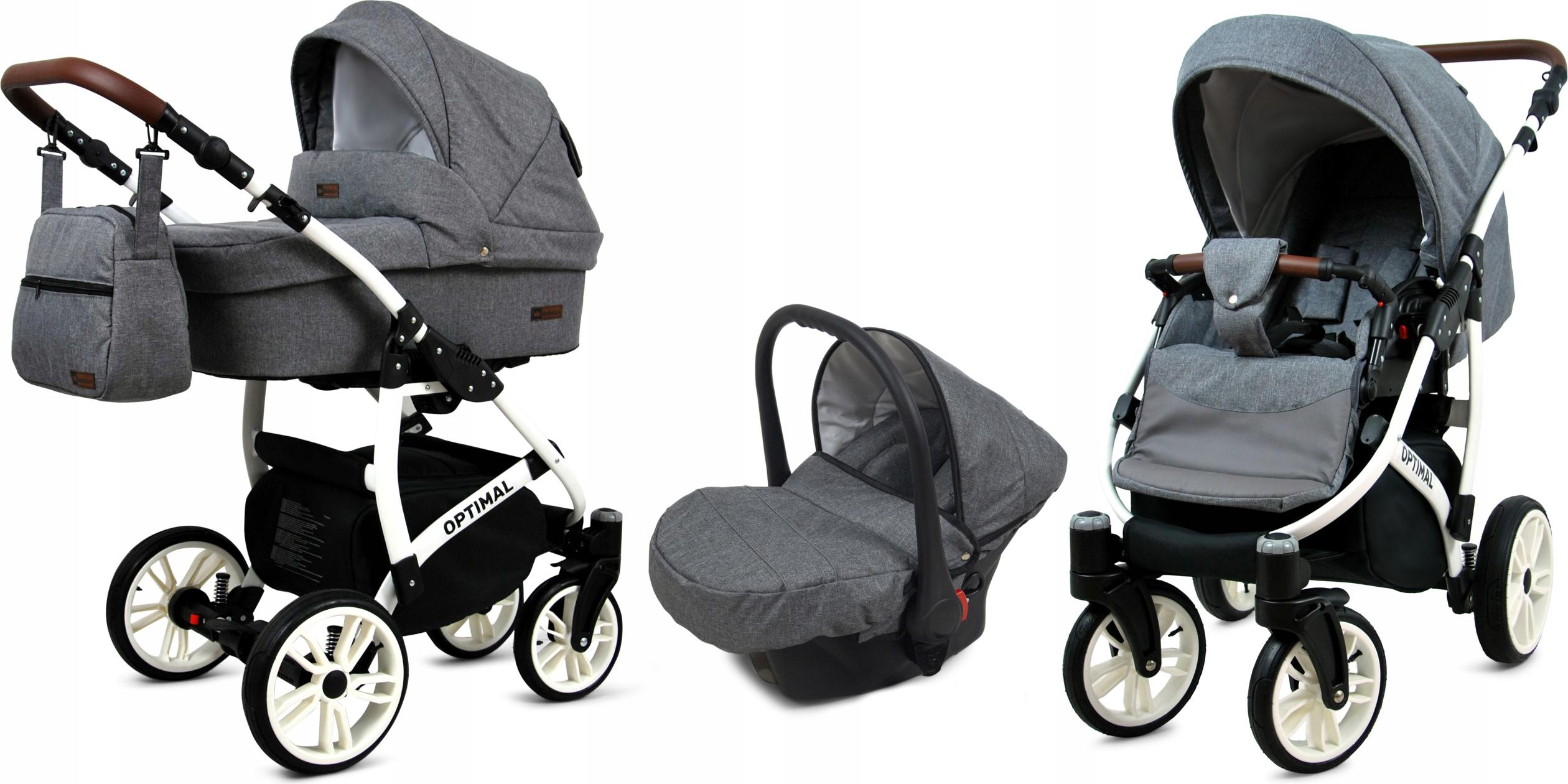 BabyLux Optimal | 3in1 Kinderwagen Set | Grey Flex | Kombikinderwagen | Kinderwagenset | Buggy