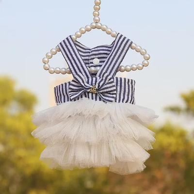 Uplifted Finds Dog Princess Dress With Puppy Bow Knot Striped Mesh Tutu b l