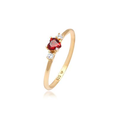 Silberring ELLI "Ring Herz Zirkonia Rot Liebe 925 Silber" Gr. 56, gold, Fingerringe, Damen, 56, Silber 925 (Sterlingsilber), Silberring