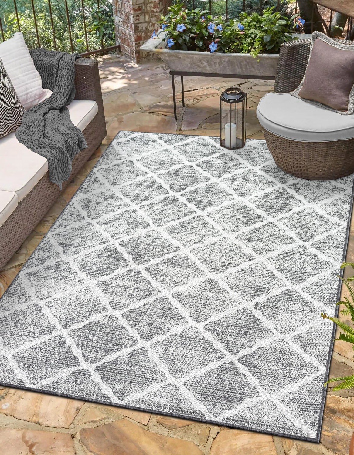 home24 Buitenkleed Ether grijs/zwart B: 160 cm, L: 230 cm