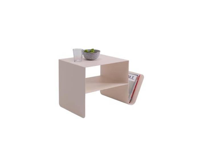 Kare Design Beistelltisch Lounge News, Creme, 65x37x42 cm, minimalistisches Design, Zeitschriftenständer, Couchtisch, Stahl, Industrial, Modern, Wohnzimmer