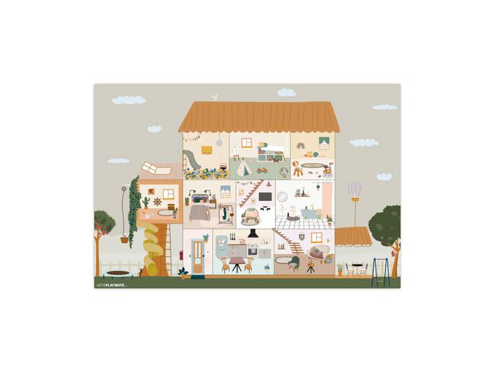 MuchoWow Kinderteppich - Puppenhaus - Kinder - Möbel - Design - Braun - 105x70 cm, Mehrfarbig, Kunststoff, Rechteckig, 105x70 cm, rutschfest, Teppiche & Böden, Teppich, Kinderteppich