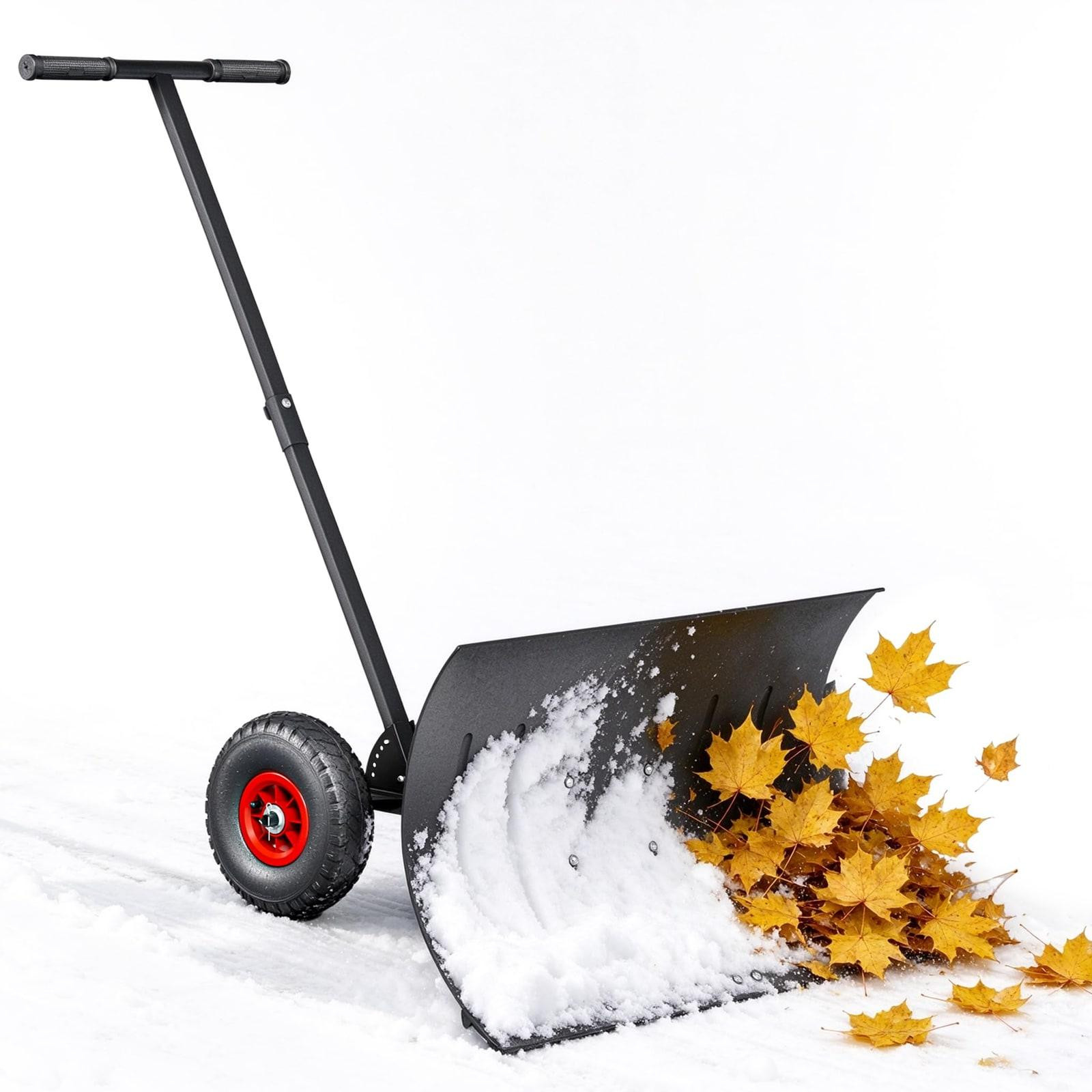 Sneeuwschuiver met wielen en verstelbare handgreep - Metaal - 74 cm