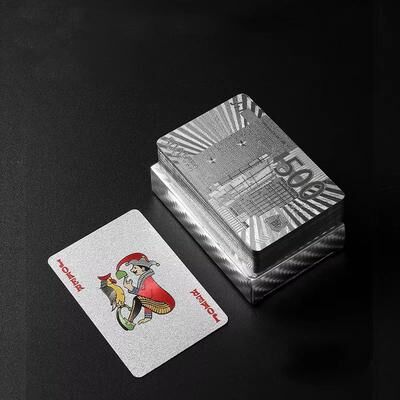 Inspired Finds Luxury Waterproof Playing Cards Sleek Black Poker Deck For Magic, Parties & Game Nights 500 Silver Euros