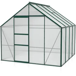 Vitavia Gewächshaus Merkur 6700 inkl. 2 Dachfenstern - 6,7 m2 -dunkelgrün-6 mm Hohlkammerplatten