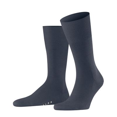 Socken FALKE "Airport", Herren, Gr. 39-40, blau (meliert dunkelblau), Baumwolle, Elasthan, Polyamid, Schurwolle, unifarben, normal, Socken Socken, klimaregulierend durch Schurwolle, atmungsaktiv, geruchshemmend