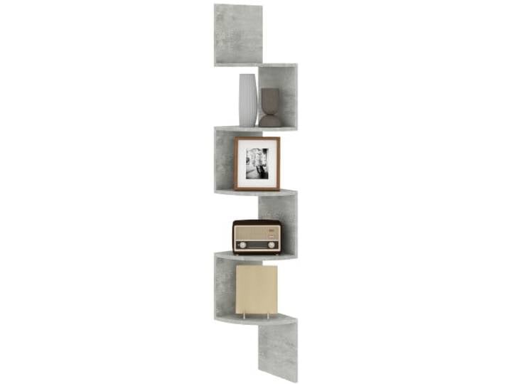 HOMCOM Étagère d'angle Murale Zigzag 20L x 20l x 126H cm Gris Étagère de Rangement\, 5 Niveaux\, Bois