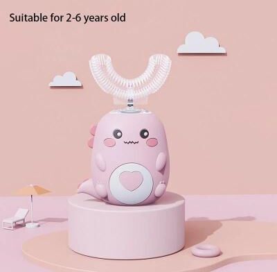 Uplifted Goods Rechargeable 360 Degree U Shaped Kids Electric Toothbrush 2 6 Y o Pink