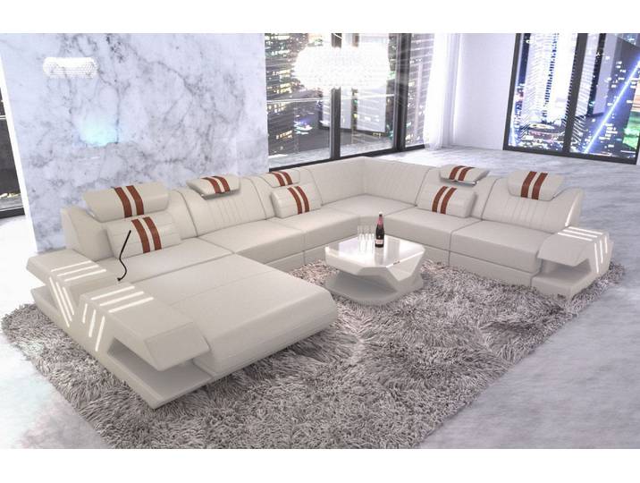 XXL Wohnlandschaft Mega Venedig U-Form aus Leder