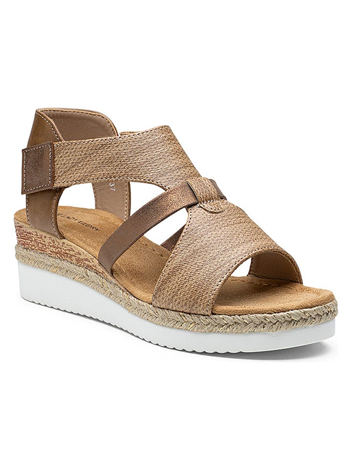 Foreverfolie Keilsandaletten in Camel - 39
