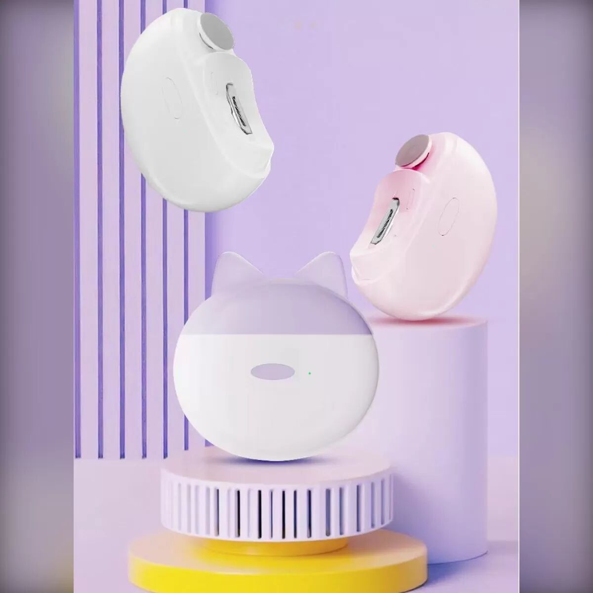 INF Elektrischer 2-in-1 Nagelknipser & Schleifer - Sicherer, automatischer Nageltrimmer Helles Lila
