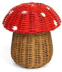 G6 Collection Mushroom Rattan Storage Basket with Lid Decorative Bin Home Decor Hand Woven Shelf Organizer Cute Handmade Handcrafted Gift Art