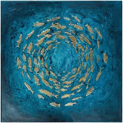 La Casa »Fischstrudel abstrakt petrol gold mix« Ölbild handbemalt