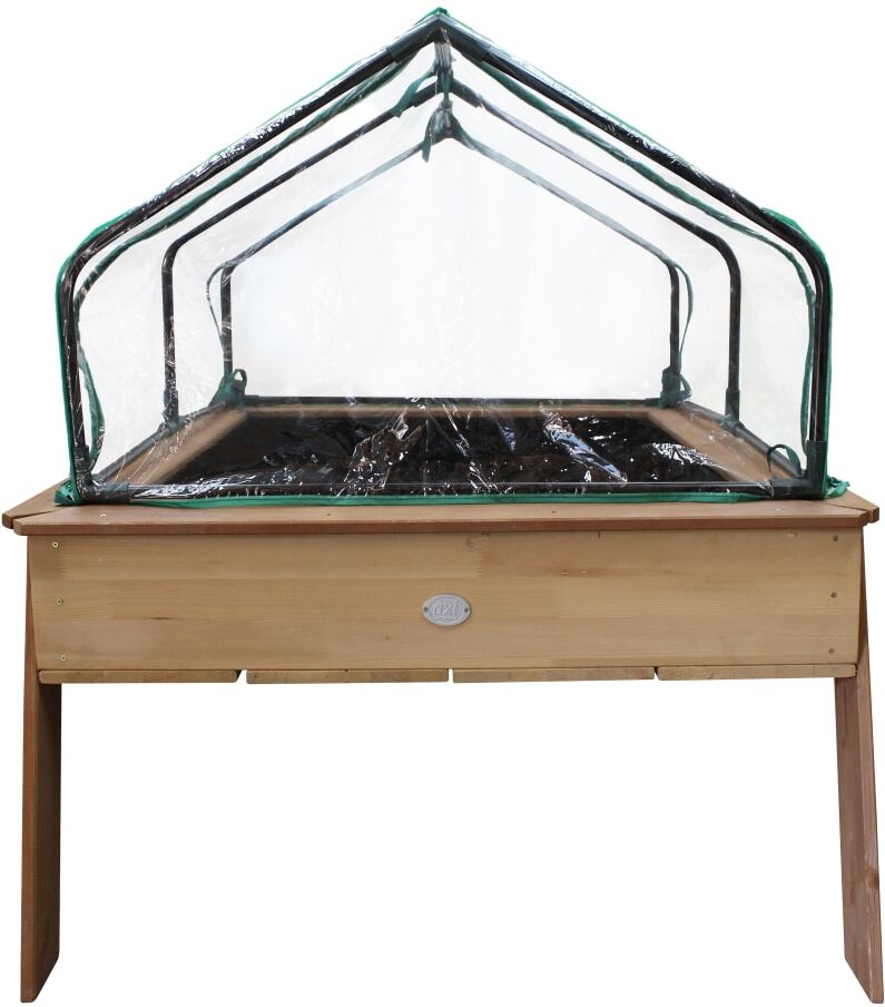 Axi Jardinera elevada con malla de jardinería y invernadero, marrón