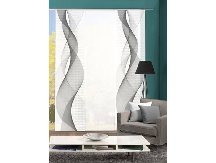 Home Fashion 88669, 3er-Set Schiebegardinen 'OPALIA' 3X 245 x 60 cm inkl. Zubehör Farbe:, Farbe:grau