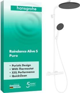 Hansgrohe Raindance Alive S Puro douchekolom 300, 1 straal, met Ecostat Element, matwit