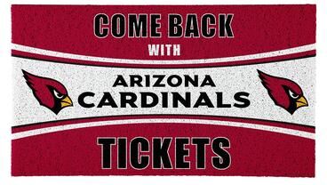 Evergreen "Arizona Cardinals 28 in. x 16 in. PVC ""Come Back With Tickets"" Trapper Door Mat"