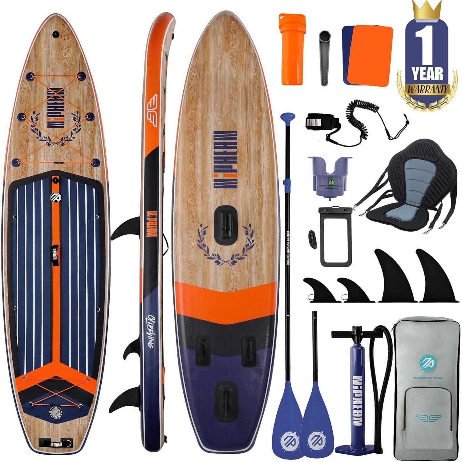 Stand Up Paddling Board für 2+1 Personen, Anfängergeeignet, mit Balancierflügel, wasserdichte Handyhülle, 335x83x15cm