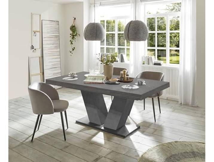 möbelando Kulissentisch >Komfort 2< ausziehbar bis 260cm, in Graphit - 160/260x76x90cm (BxHxT)