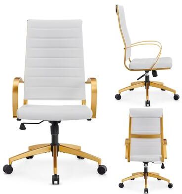 CAROCC Ribbed Computer Office Chair Adjustable Swivel High Back Desk Chair