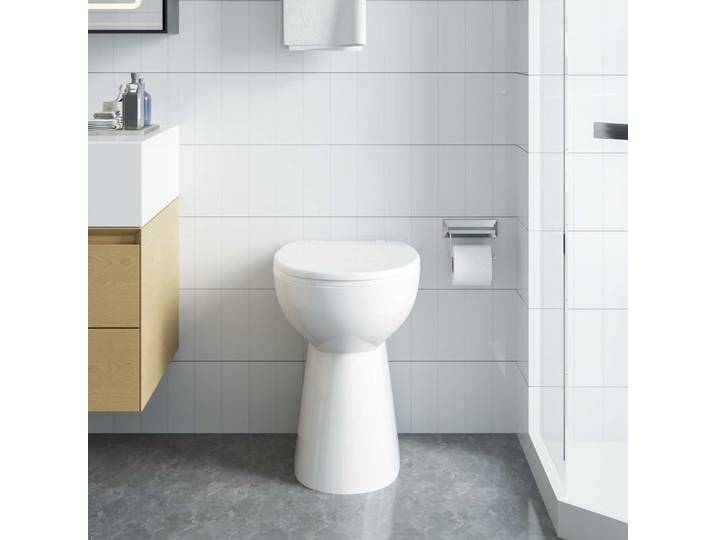 vidaXL Randloses WC 7 cm Extra Höhe Soft-Close Keramik Weiß