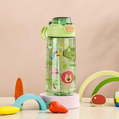 Universal Stock Kids Water Bottle Leak Proof School Sports Bottle With Portable Carry Straps green