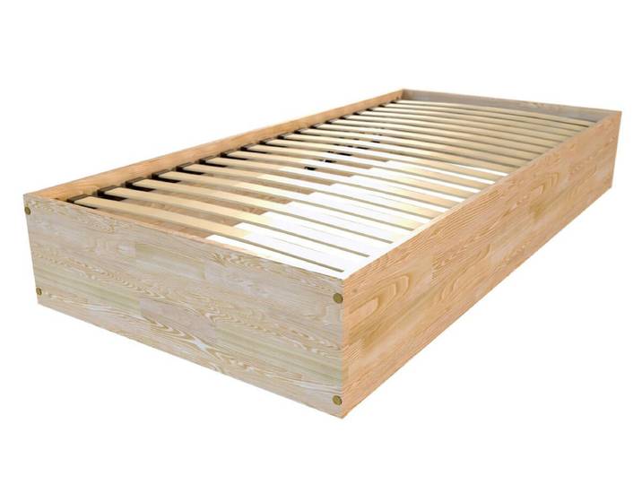 Lit coffre 90x190 - 1 place bois massif 90x190 Vernis Naturel