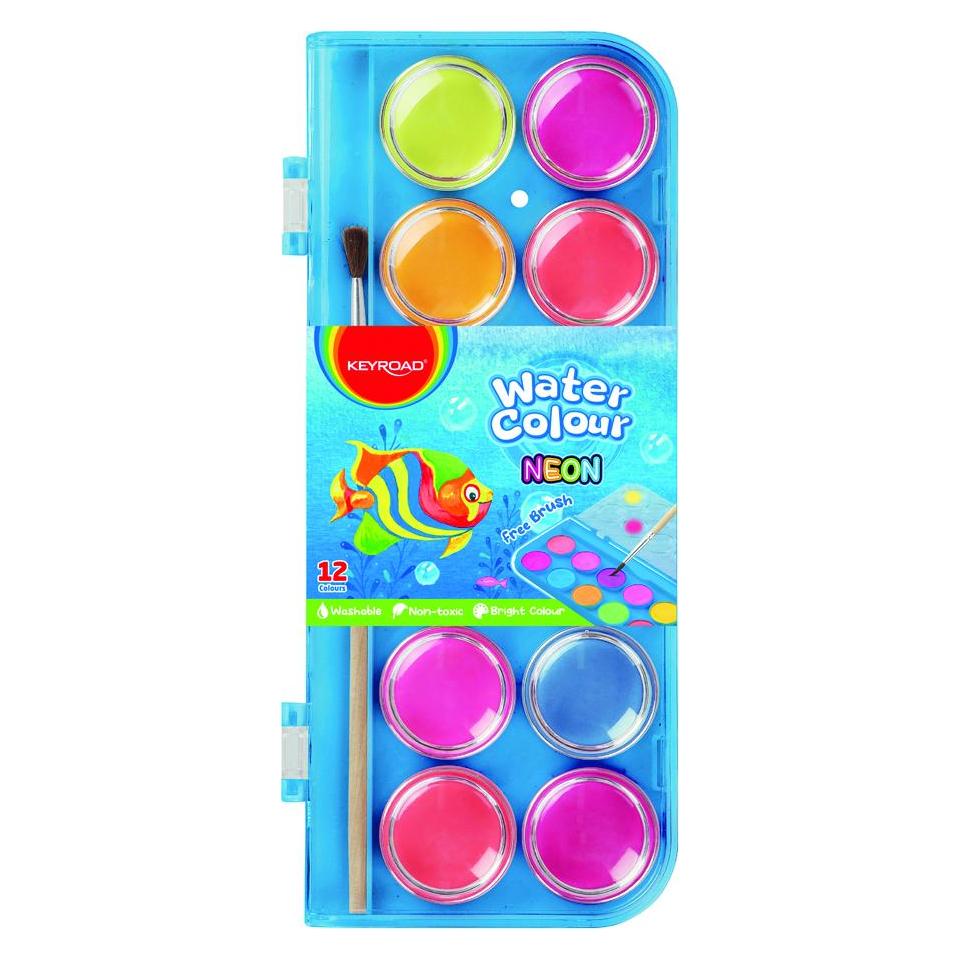 Keyroad Aquarellfarben, mit pinsel, 12 neonfarben, anhänger (45650180)