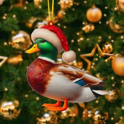 PRiME Tree Hanging Ornaments Cartoon, Christmas Tree Pendant Flat Acrylic, New Year Christmas Gifts, Holiday Home Decor duck